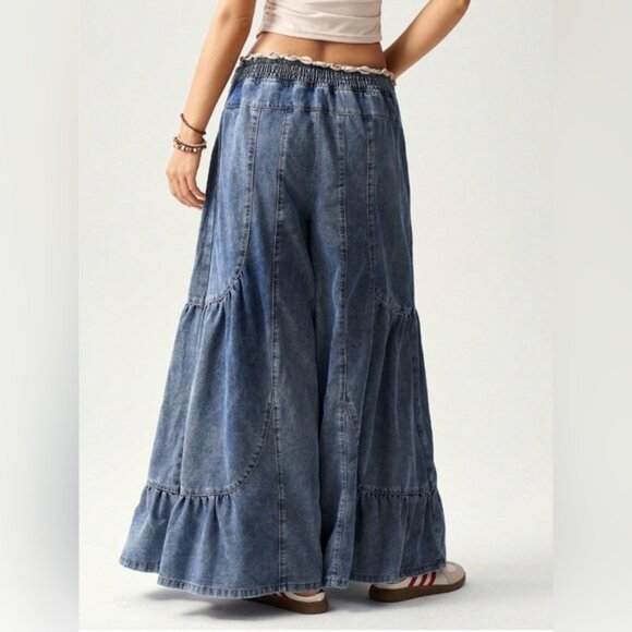 Boho Wide Leg Denim Jeans - Picture 7 of 9